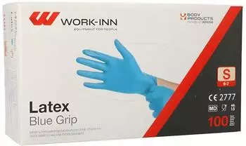 Work-Inn 1.000 Handschuhe Latex puderfrei blau "Blue Grip" Größe S