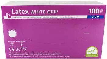 Medi-Inn Latex white grip Einmalhandschuhe puderfrei (100 St. pro Box) M