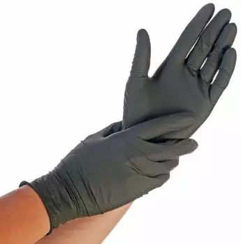 Hygonorm Safe Fit Nitrilhandschuhe schwarz puderfrei 200er Box VE 2000 St&uuml;ck 8/M