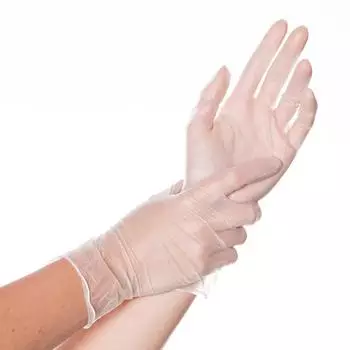 Hygonorm 10 x Vinyl-Handschuh Classic Light gepudert M 24cm wei&szlig; VE=100 St&uuml;ck