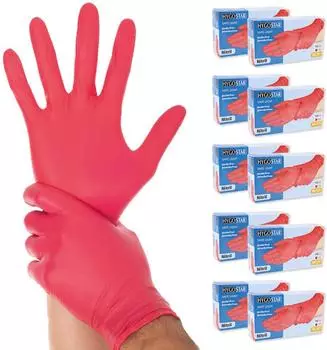 Hygostar Safe Light Nitrilhandschuhe rot puderfrei VE 1000 St&uuml;ck 8/M