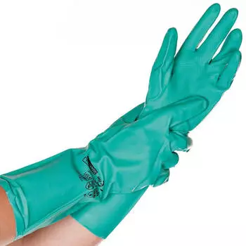 Hygostar 12 x Chemikalienschutz-Handschuh Nitril Professional XL 34cm gr&uuml;n VE=12 Paar
