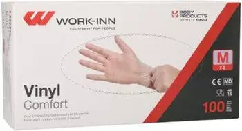 Papstar 10x WORK-INN/PS 100 "WORK-INN/PS" Handschuhe Vinyl puderfrei "Comfort" transparent Größe M Faltschachtel (100 Stück)