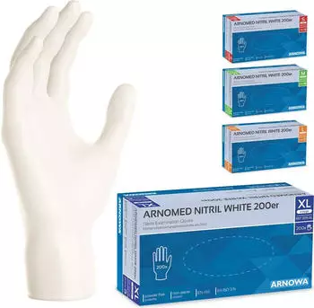 Arnowa CLASSIC NITRIL WHITE 200er Nitrilhandschuhe wei&szlig; puderfrei VE 200 St&uuml;ck XL