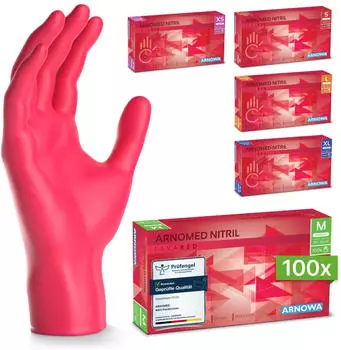 Arnowa RAINBOW NITRIL LAVA RED Nitrilhandschuhe rot puderfrei VE 100 St&uuml;ck 7/S