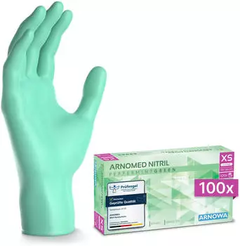 Arnowa RAINBOW NITRIL PEPPERMIINT GREEN Nitrilhandschuhe mintgr&uuml;n puderfrei VE 100 St&uuml;ck 6/XS