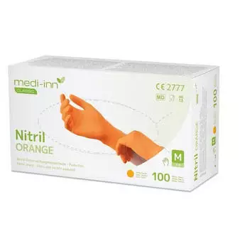 Medi-Inn Nitril Orange Einmalhandschuhe puderfrei M / 100 St&uuml;ck