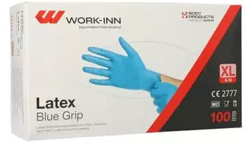 Papstar 100 Handschuhe Latex puderfrei blau "Blue Grip" Größe XL