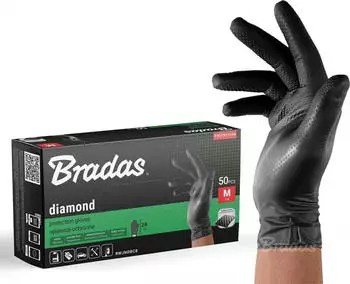 Bradas 50 St&uuml;ck Einweghandschuhe Noppen Nitril DIAMOND schwarz XL (9&ndash;10)