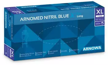 Arnowa XTRA LONG NITRIL BLUE Nitrilhandschuhe blau puderfrei VE 100 St&uuml;ck 8/M