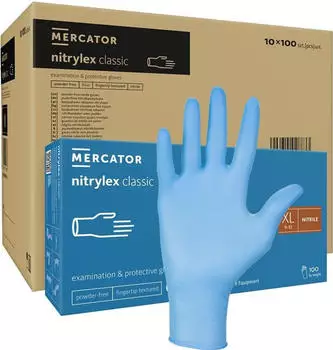 Mercator Medical Nitrilhandschuhe XL blau Mercator Nitrylex Classic 100 Stück Karton 10er-Packung