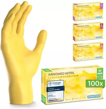 Arnowa RAINBOW NITRIL SUNFLOWER YELLOW Nitrilhandschuhe gelb puderfrei VE 100 St&uuml;ck 9/L