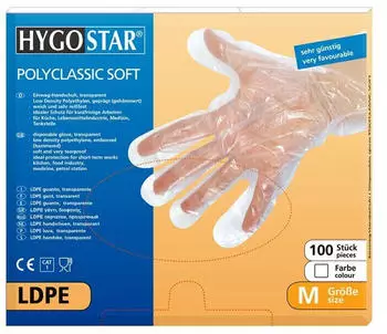 Hygostar Polyclassic Soft LDPE-Handschuhe transparent VE 5000 St&uuml;ck L