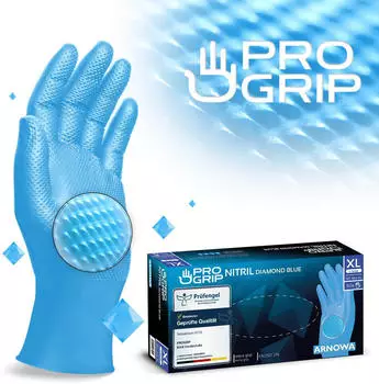 Arnowa PROGRIP NITRIL DIAMOND BLUE Nitrilhandschuhe blau puderfrei VE 50 St&uuml;ck 10/XL