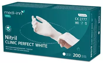 Medi-Inn PRO Clinic Perfect White Nitril-Einmalhandschuhe puderfrei L / 200 St&uuml;ck