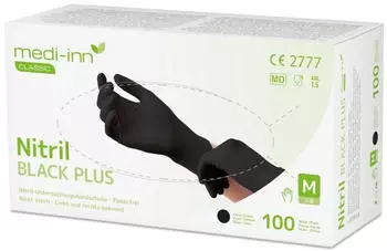 Medi-Inn Nitril black plus Einmalhandschuhe puderfrei M / 100 St&uuml;ck