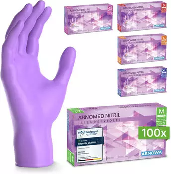 Arnowa RAINBOW NITRIL LAVENDER VIOLET Nitrilhandschuhe lila puderfrei VE 100 St&uuml;ck 9/L
