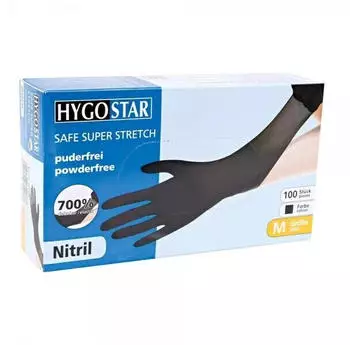 Hygostar Hygostar "Safe Super Stretch" Nitril-Handschuhe Schwarz 100 St&uuml;ck : XL