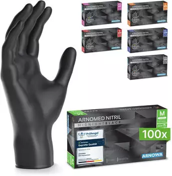 Arnowa CLASSIC NITRIL MIDNIGHT BLACK Nitrilhandschuhe schwarz puderfrei 6/XS
