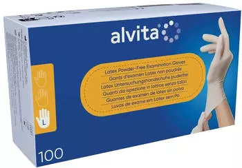 Alvita Latex Untersuchungshandschuhe unsteril puderfrei L