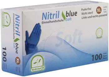 Medi-Inn Nitril blue soft Einmalhandschuhe puderfrei 100 St&uuml;ck / XL