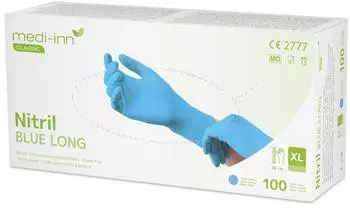 Medi-Inn Nitril blue long Einmalhandschuhe puderfrei 100 St&uuml;ck / XL