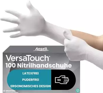 Ansell VersaTouch 92-205 Nitril-Einweghandschuhe puderfrei, wei&szlig;, Gr. M (92205080)