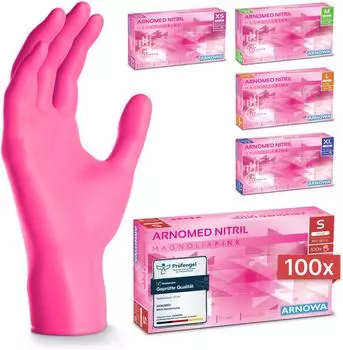 Arnowa RAINBOW NITRIL MAGNOLIA PINK Nitrilhandschuhe pink puderfrei VE 100 St&uuml;ck 7/S