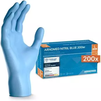 Arnowa CLASSIC NITRIL BLUE 200er Nitrilhandschuhe blau puderfrei VE 200 St&uuml;ck 9/L