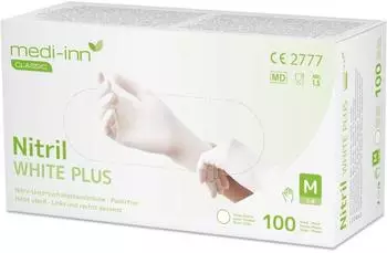 Medi-Inn Nitril White Plus Einmalhandschuhe puderfrei wei&szlig; M / 100 St&uuml;ck
