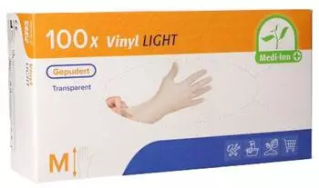 Medi-Inn Vinyl Light Einmalhandschuhe gepudert transparent 100 St&uuml;ck / M