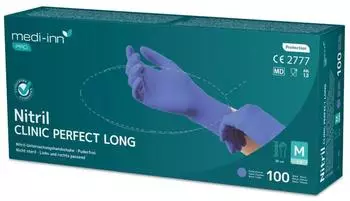 Medi-Inn PRO Nitril Clinic Perfect Blue Long Einweghandschuhe blauviolett puderfrei M / 100 St&uuml;ck
