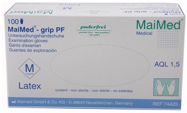 MaiMed Grip Latex-Untersuchungshandschuhe puderfrei Gr. M (100 Stk.)