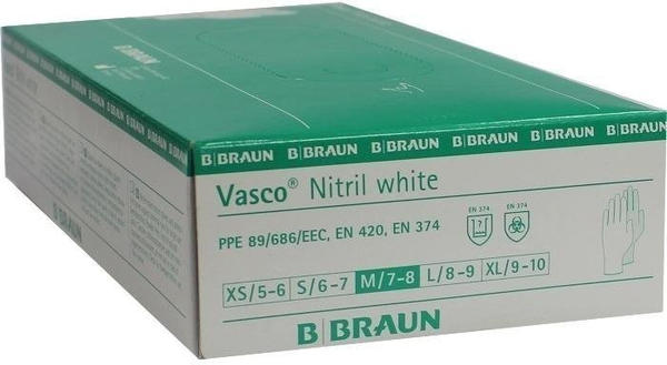 B. Braun Vasco Nitril-Untersuchungshandschuhe white puderfrei Gr. M (100 Stk.)