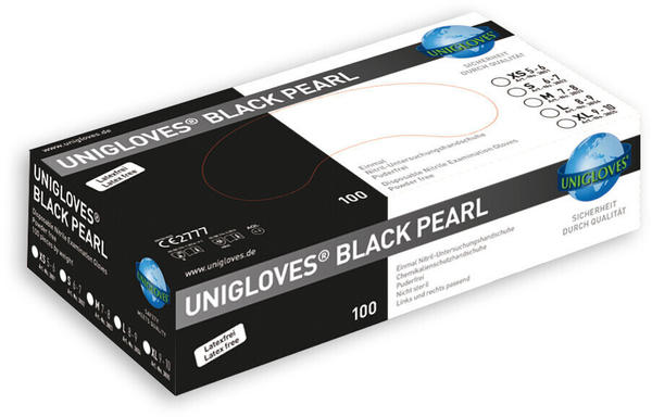 Unigloves Black Pearl Nitril-Handschuhe puderfrei Gr. M (100 Stk.)