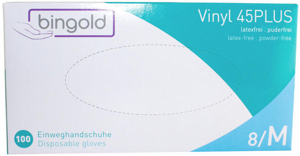 GMP Medical Bingold Vinyl 45Plus puderfrei transparent Gr. M (100 Stk.)