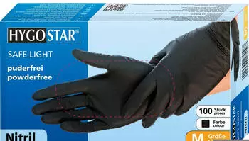Hygostar Safe Light Nitril puderfrei schwarz Gr. L (100 Stk.)