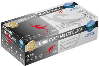 Unigloves Select Black Latex-Untersuchungshandschuhe puderfrei Gr. XL (100 Stk.)