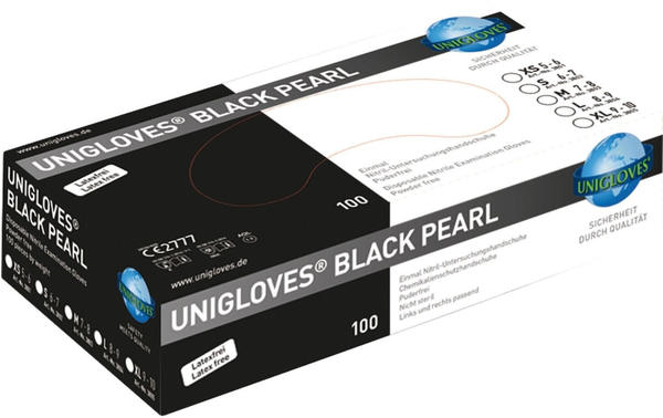 Unigloves Black Pearl Nitril-Handschuhe puderfrei Gr. XS (100 Stk.)
