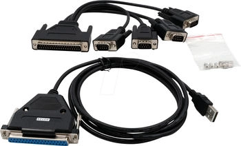 Exsys EX1324-37P - USB 2.0 Konverter USB-A auf 4x RS-232 37-Pin 1,8 m