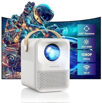 WOLFANG 4K Portable Projector 5G WiFi BT 5.2 15000 LM 200"