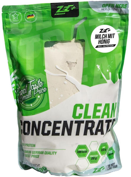 Zec+ Nutrition Clean Concentrate Protein Shake, 1000 g Beutel, Milch mit Honig