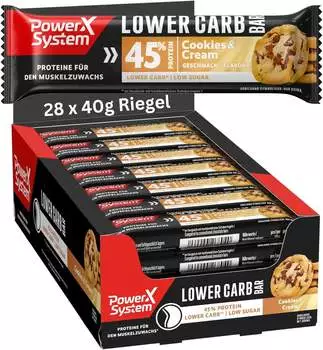 Power X System Lower Carb Bar Cookies & Cream, 45 % Protein