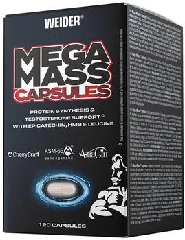 Weider Mega Mass Caps Nahrungsergänzung für Muskelaufbau mit Zink und Vitamin D - 120 Kapseln (32800)