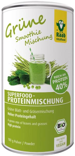 Raab Vitalfood Bio Superfood Protein-Mischung grün, 42 % Protein, Spinat, Weizengras, Gerstengras, Moringa, Erbsenprotein, vegan, glutenfrei, 180 g