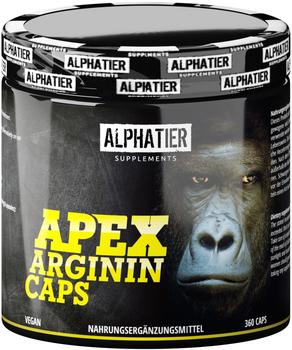 Alphatier Supplements L-ARGININ Kapseln hochdosiert + vegan - reines L-Arginine Base - fermentiert - 360 Caps ohne Magnesiumstearat + Gelatine - Pump Effekt - Premiumqualität - Sport Supplement