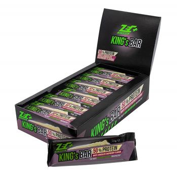 Zec+ Nutrition ZEC+ Kings Bar Proteinriegel - 24er Box 1200 g, Low Carb Eiweißriegel mit 50% Proteingehalt, hochwertiger Powerbar mit 3-Komponenten-Protein, Geschmack White Chocolate Rasberry