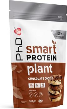 PhD Nutrition PhD Smart Vegan Protein Pulver - Veganes Proteinpulver mit Hohem Eiweißgehalt - Vielseitig Anwendbar - zum Abnehmen und Muskelaufbau, Zuckerarm, Kalorienarm - 500 g, Choc Cookie