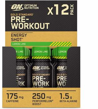 Optimum Nutrition Pre-Workout Shot, (12x60ml) Lemon Lime,