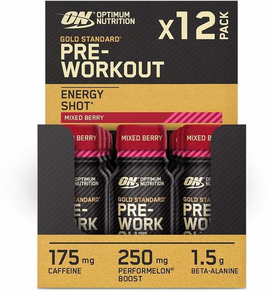 Optimum Nutrition Pre-Workout Shot, (12x60ml) Mixed Berry,